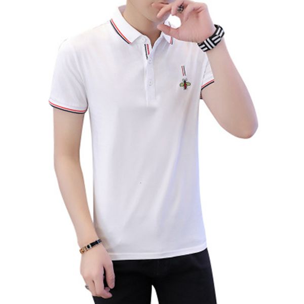 

men's polos summer men t shirt embroidered pattern fashion polo shirts shirt hip hop skateboard cotton tee drop 78qg, White;black
