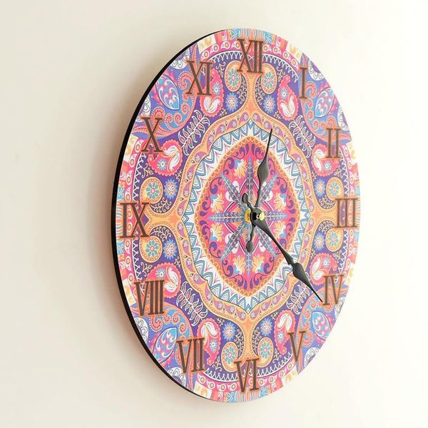 

wall clocks mdf clock color printing board electronic frameless home decor