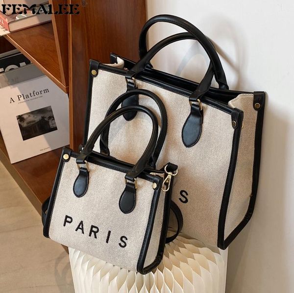 

evening bags summer big capacity canvas handbags for women simple designer ladies tote shoulder purses fashion female paris letter hand
