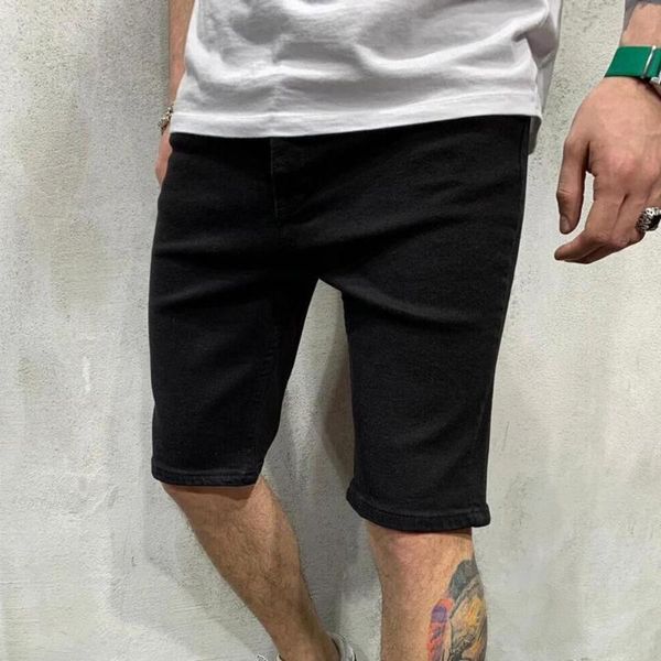 

male summer casual shorts broken cool knee-length destroyed men jean daily life streetwear denim men's, White;black