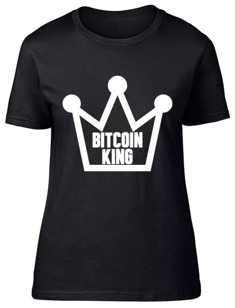 

bitcoin king womens ladies fitted t-shirt, White;black