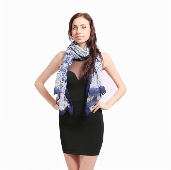 

scarves floral sheer blue toned pretty ladies scarf 2021, Blue;gray