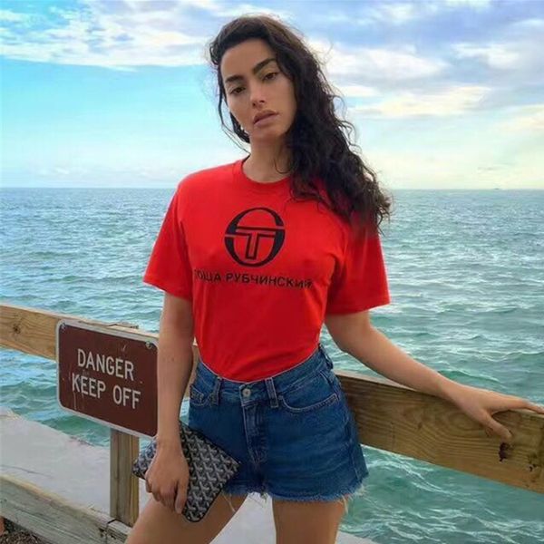 

letter print gosha t shirts spring summer men's and women's short sleeve cotton fashion casual trendy design, White;black