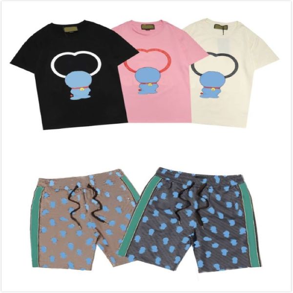 

men's cartoon printing suits boy casual street tshirts summer tees + shorts mens fashion suit short pants crew neck tee, Gray