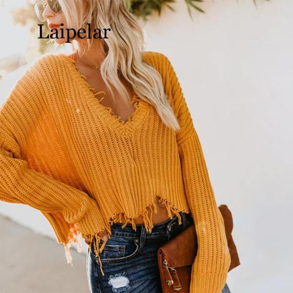 

women's sweaters laipelar autumn and winter fashion long sleeve v-neck solid color backless loose ladies sweater, White;black