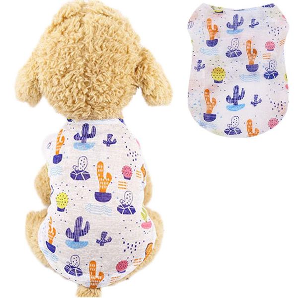 

dog apparel cute clothes for dogs vest summer puppy cat tshirt sleeveless outfit cactus//flamingo/eggs print shirts small