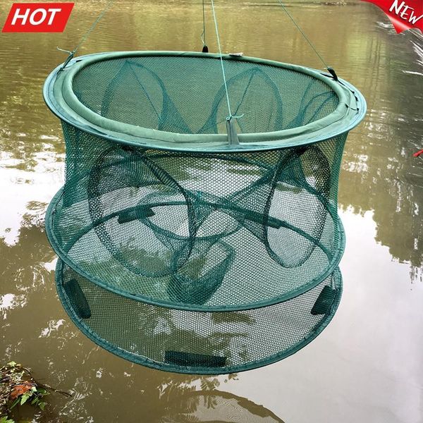 

fishing accessories portable mesh minnow foldable trap baits cast net crab fish shrimp 6/7/8 entrances
