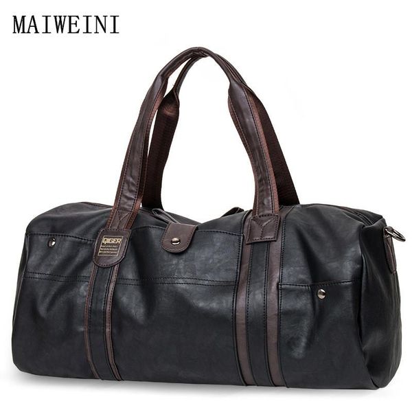 

duffel bags maiweini 2021 men soft leather handbags casual large capacity portable shoulder bag travel duffle pu tote