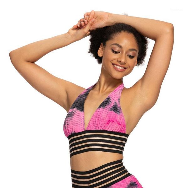 

backless stripe sports bra for women push up workout fitness crop brasieres para mujer underwear yoga outfit