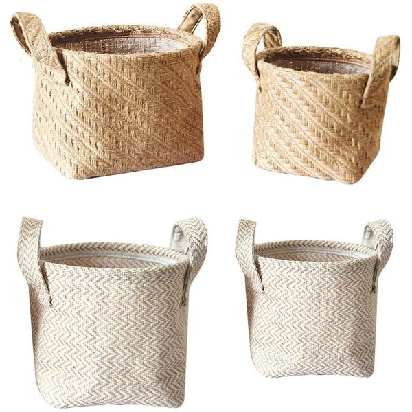 

storage baskets woven basket rope flower pot dirty clothes laundry hamper with handles office desksundries organizer box