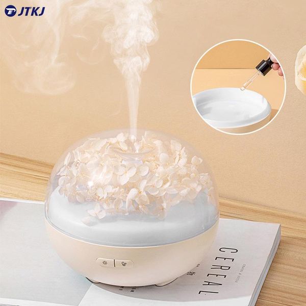 

humidifiers jtkj 180ml preserved flower essential oil aroma diffuser mini air humidifier power failure protection mute led night light home