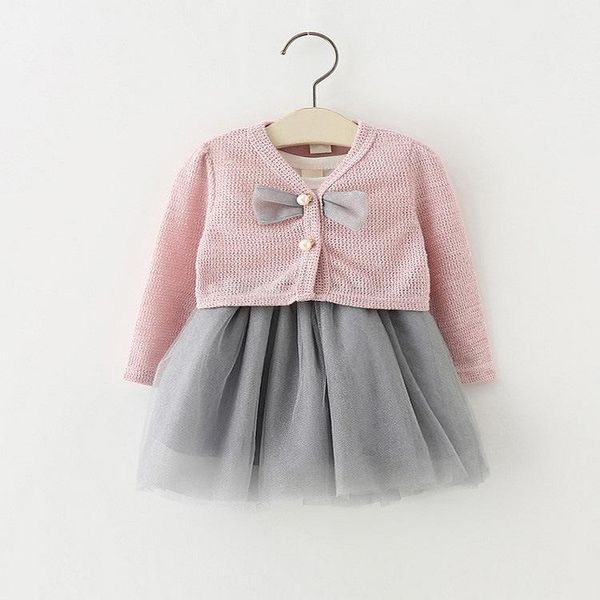 

spring baby girls clothes lace patchwork toddler dress knit 1year birthday for gril fake 2pcs infant vestido girl's dresses, Red;yellow
