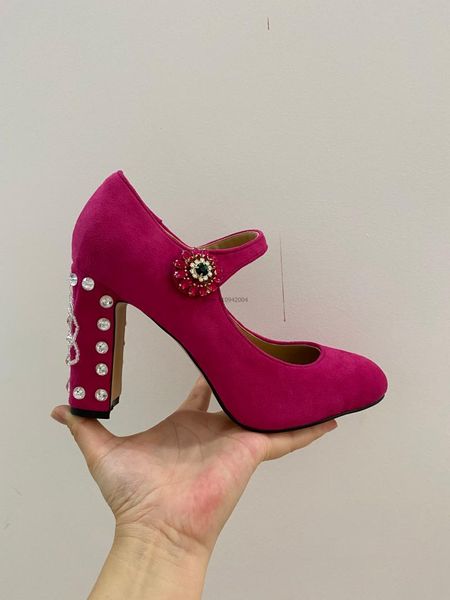 

design fashion mary jane pumps elegant women single shoes platform strap beaded party thick high heels 10cm dress, Black