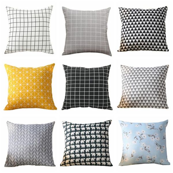 

cushion/decorative pillow printing polyester decorative throw pillows case yellow black square geometric cushion cover car home decor