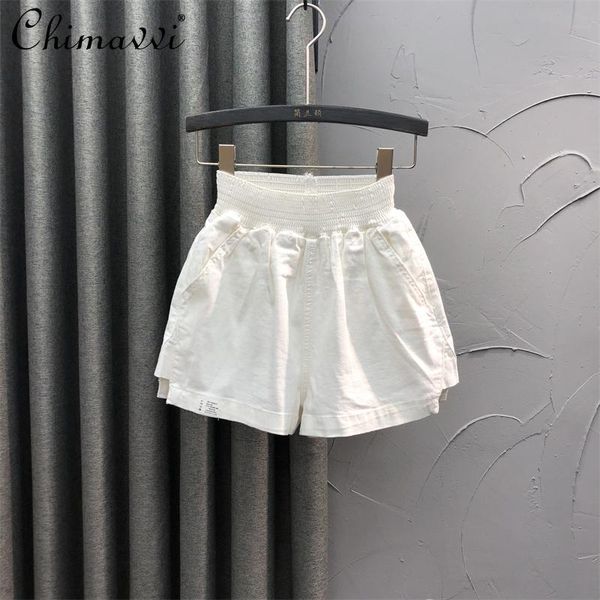 

women's shorts white high waist casual denim summer fashion loose a line sports lady wide legs short pants, White;black