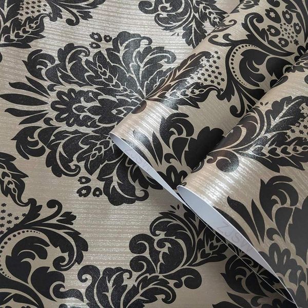 

wallpapers brocade wallpaper roll peeling paste black flowers self adhesive wall bedroom living room home decoration paint