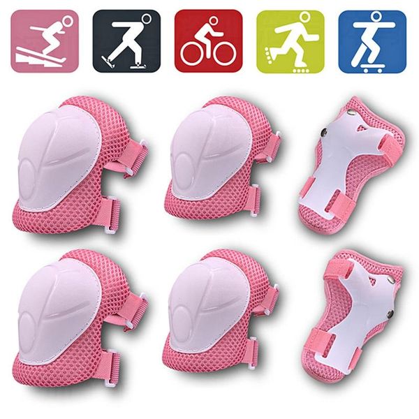 

pcs/set skateboard ice roller skating protective gear elbow pads wrist guard cycling riding knee protector for kids aged 3-9 &, Black;gray