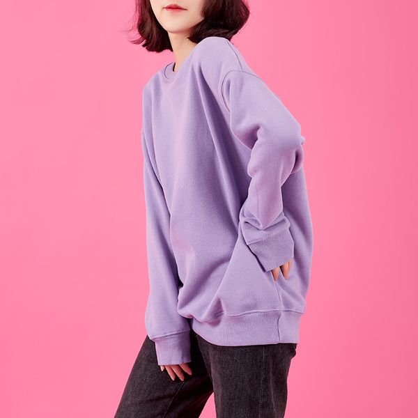 

plush and thickened sweater women's autumn winter new warm korean round neck solid color loose pullover, Blue;black