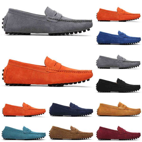 

running non-brand men suede shoes black light blue red gray orange greens brown mens slip on lazy leather shoeoutdoor jogging