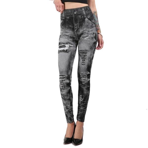 

women's leggings women imitation jean skinny jeggings pants plus size bottoms fashion classic stretchy slim, Black