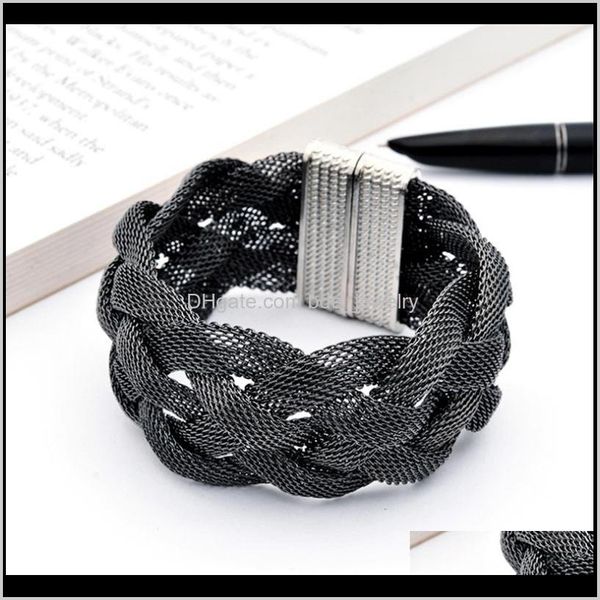 

charm bracelets jewelryfashion brazilian style braided net chain magnetic clasp wrap for women design elegant weave hollow cross bracelet dr, Golden;silver