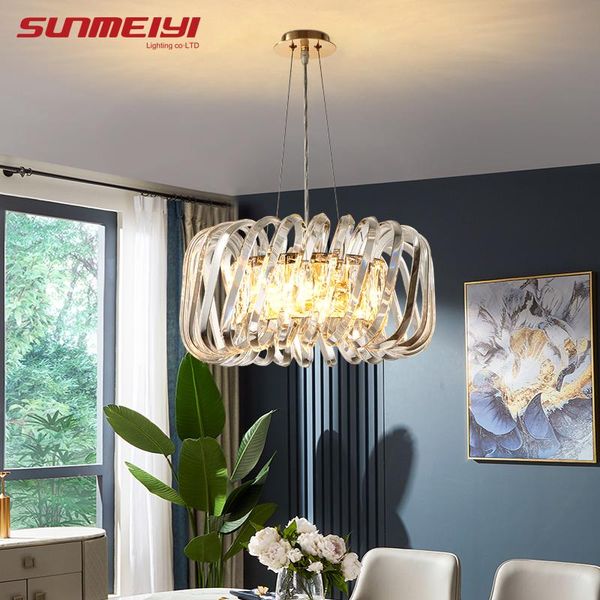 

pendant lamps minimalist led lights crystal hanging lamp bedroom decor modern indoor lighting bulbs dining room white iron
