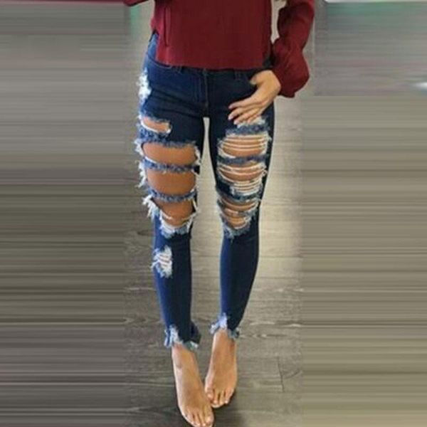 

women's pants & capris high waist stretch skinny torn jeggings plus size jeans women ripped for denim pencil summer trousers, Black;white