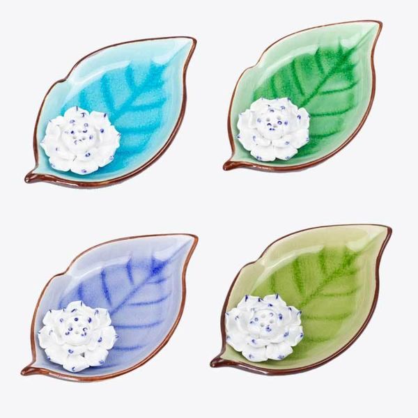 

fragrance lamps leaves ceramic incense burner lotus flower inserted censer holder stick stand usein home office teahouse