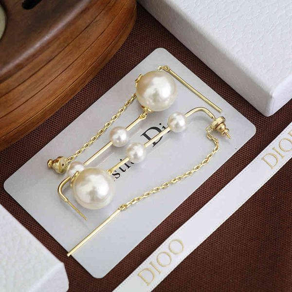 

factory specials aa high-quality family letter pearl earrings for women 2021 new tassel earrings, Golden