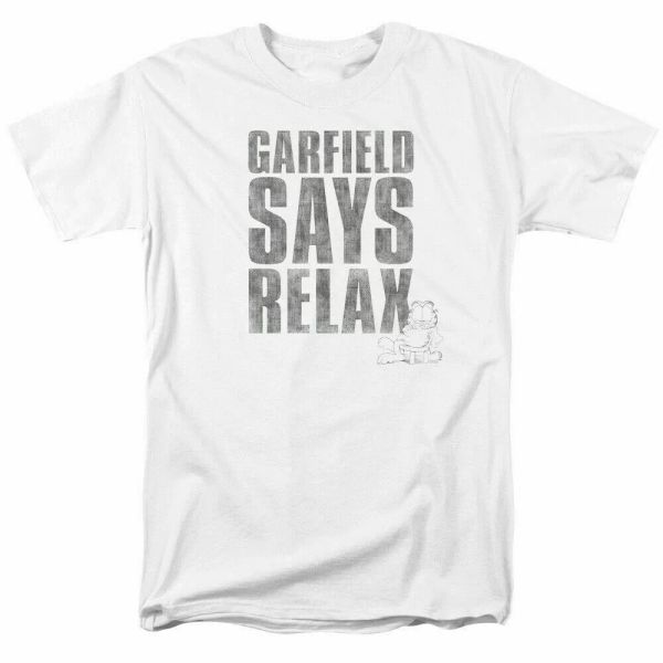 

garfield says relax t shirt licensed comic book cartoon tee white, White;black