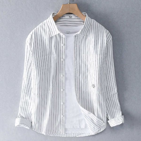 

women's t-shirt nova chegada manga comprida marca algodo dos listra camisas brancas para homens camisa de moda casual masculino 2xj2, White