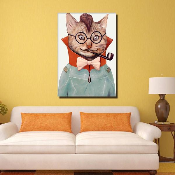 

paintings nordic simple mr. cat portrait canvas painting posters and prints retro impressionist wall art picture po unframed home decor