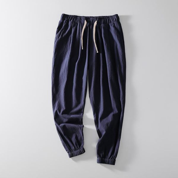 

men's pants summer linen lightweight relaxed fit navy blue drawstring waist beach long pant casual trousers men black sweatpants