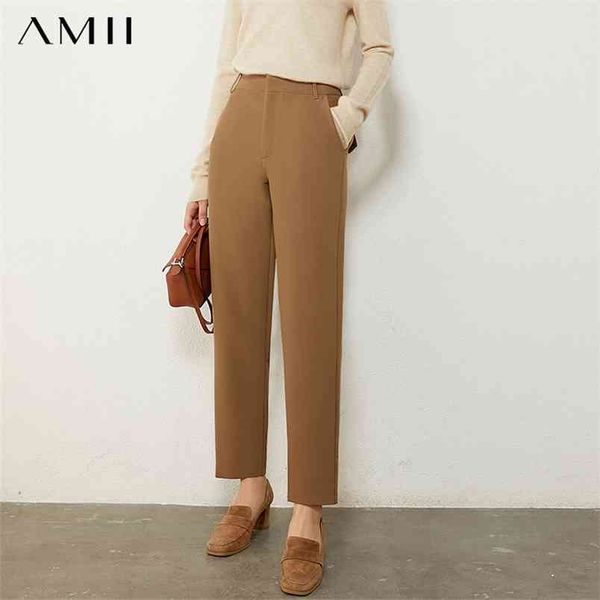 

minimalism autumn winter causal women's pants olstyle high waist ankel-length suit female trousers 12040739 210527, Black;white