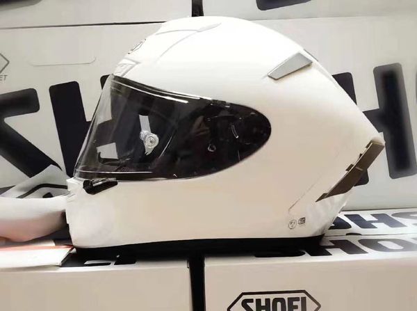 Полное лицо x14 Глянцеть белый мотоцикл шлем против козырька Антипроблема.