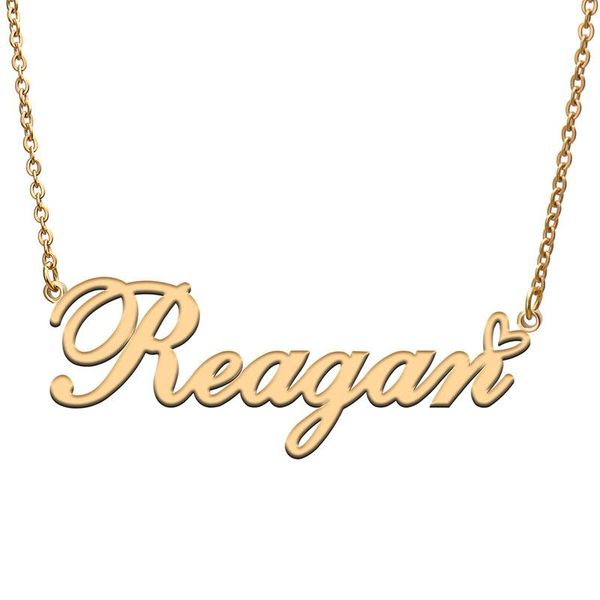 

pendant necklaces love heart reagan name necklace for women stainless steel gold & silver nameplate femme mother child girls gift