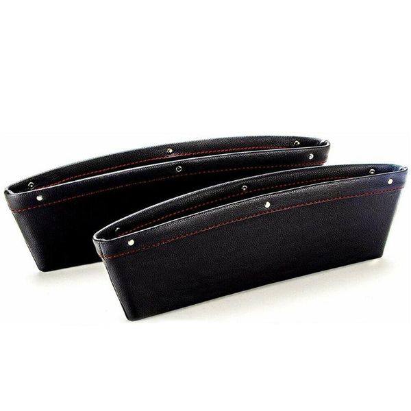 

car organizer 2pcs pvc pu leather gap storage box black red line no deformation decorative items