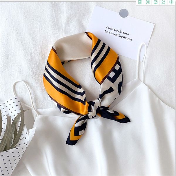 

korean style small square towel trendy fashion mulberry silk scarf ladies decoration stewardess white collar elegant scarf, Blue;gray
