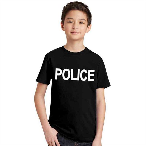 

police t shirt kids cosplay fancy dress costume children summer letter print fashion cotton tee, Blue