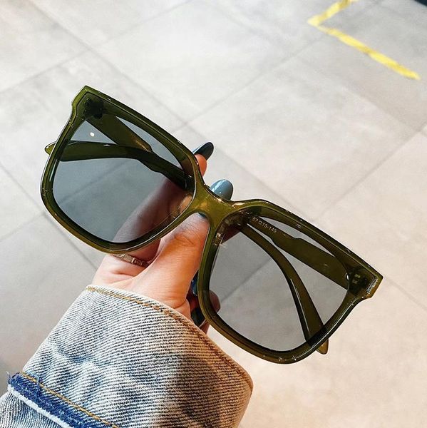 

sunglasses oloey large square polarized women retro green eyewear female fashion trendy street glasses camping hiking uv400 gafa, White;black