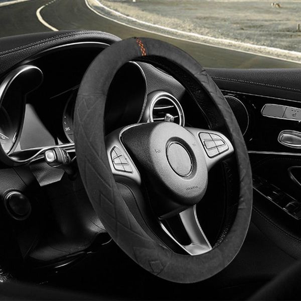 

38cm suede cow leather car steering wheel cover hollow pattern for e90 f01 f06 f10 f15 f16 f20 f21 f25 f26 f30 f32 f82 covers