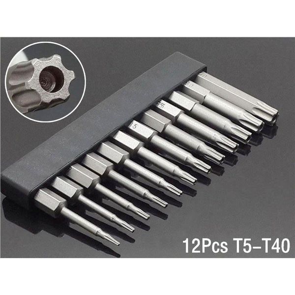 

hand tools 50mm 8pcs or 12pcs set security tamper proof magnetic screwdriver drill bit screw driver bits hex torx flat head 1/4"