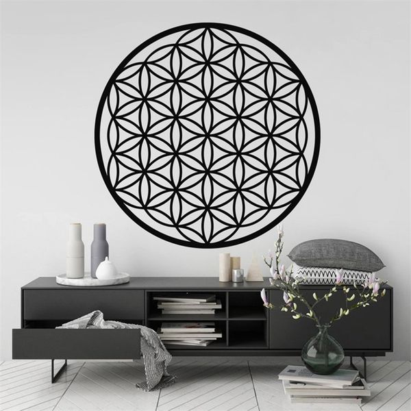 Fiore della vita Wall Art Sticker, Geometria sacra Camera da letto Decor Simbolo spirituale Rimovibile Vinyl Decal Art Mural Home Decor N228 210705