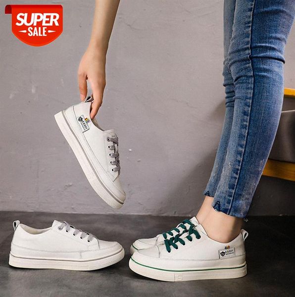 

shoes female students korean version ins casual white leather single four #bm1v