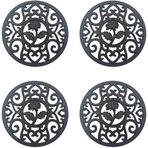 

silicone trivet mat non slip coasters pot holder pads for table kitchen pads(black) mats &