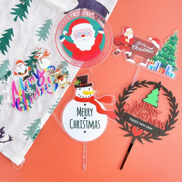 

other festive & party supplies acrylic cake er colorful merry christmas baking decoration cute santaclaus kids favors