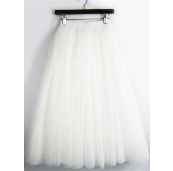 

skirts 2021 fluffy fairy skirt high waist middle length elastic three layer net yarn princess, Black