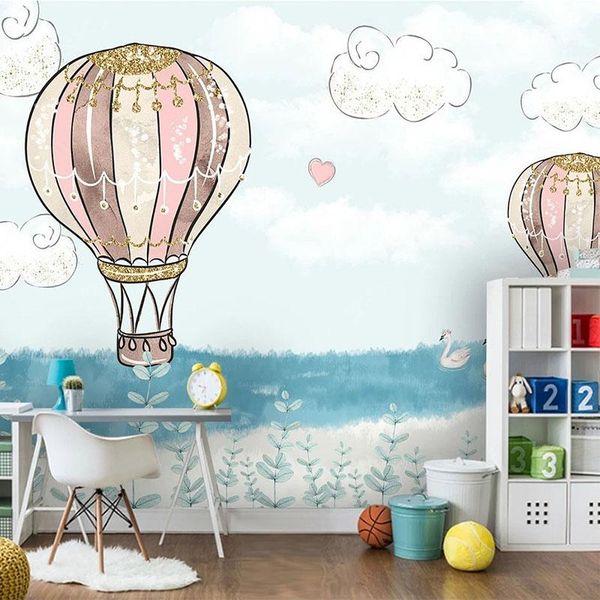 

wallpapers custom mural wallpaper modern nordic 3d sea beach air balloon children room background wall decor papel de parede