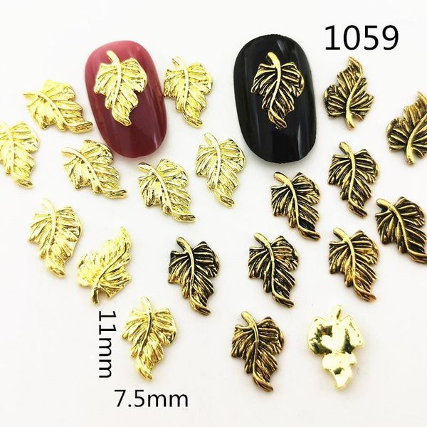 

50pcs/pack japan 3d nail art decorations metal leaf style parts accessories alloy diy tools supplies1, Silver;gold