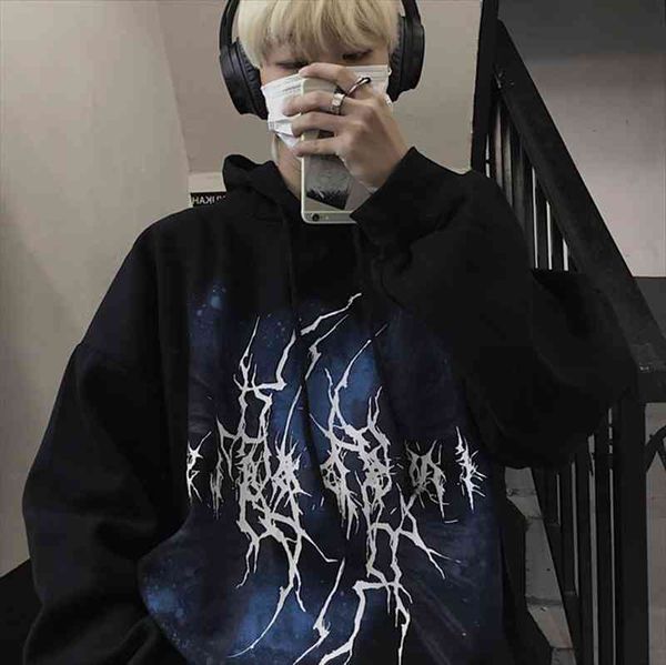 

gothic women sweatshirt harajuku loose punk women clothing big size hip hop streetwear winter ulzzang hooded sweatshirt, Black